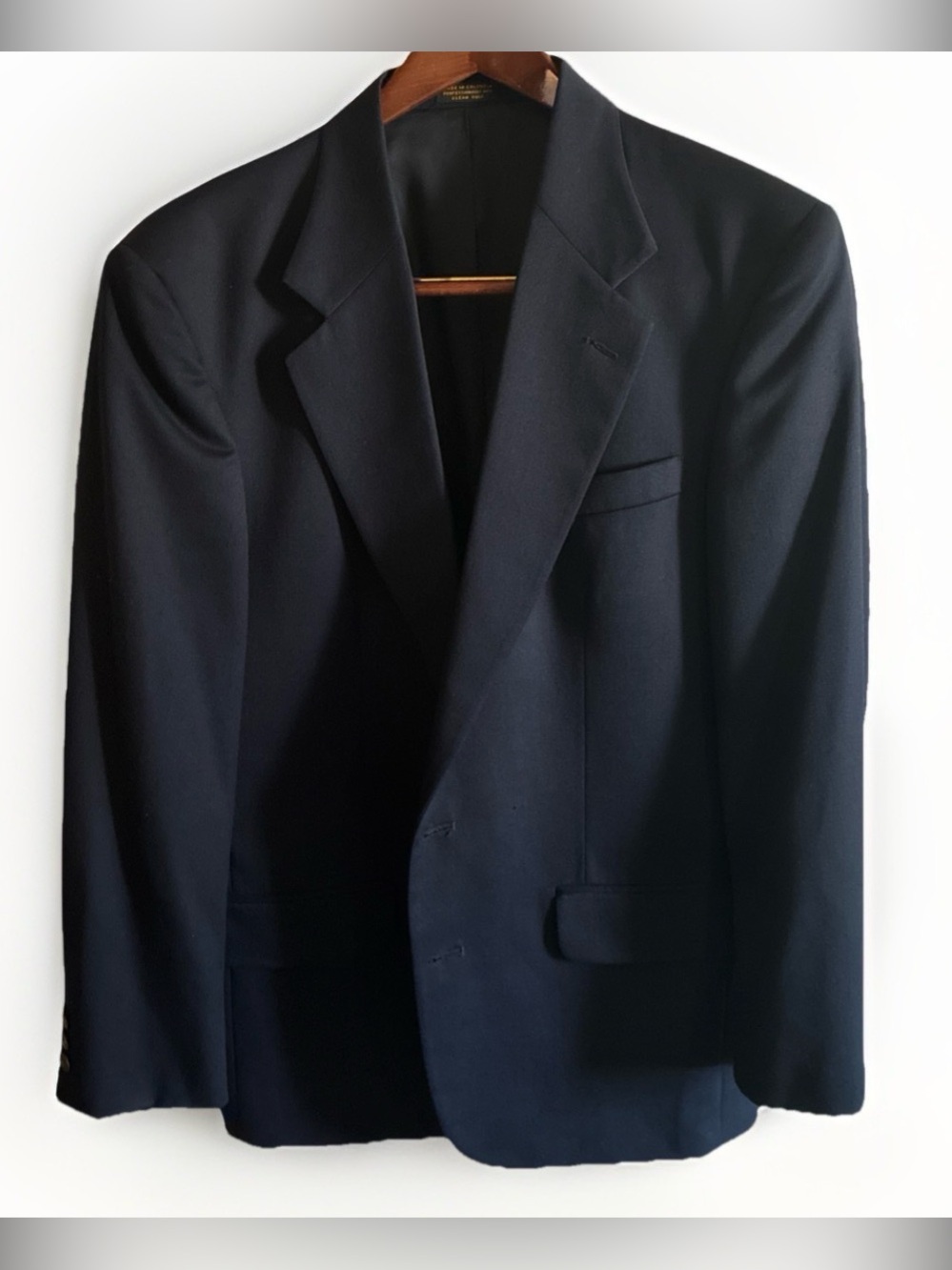 VNTG Oscar de la Renta-Navy Blue Blazer Wool 40R Sport Coat Preppy Quiet Lux EUC